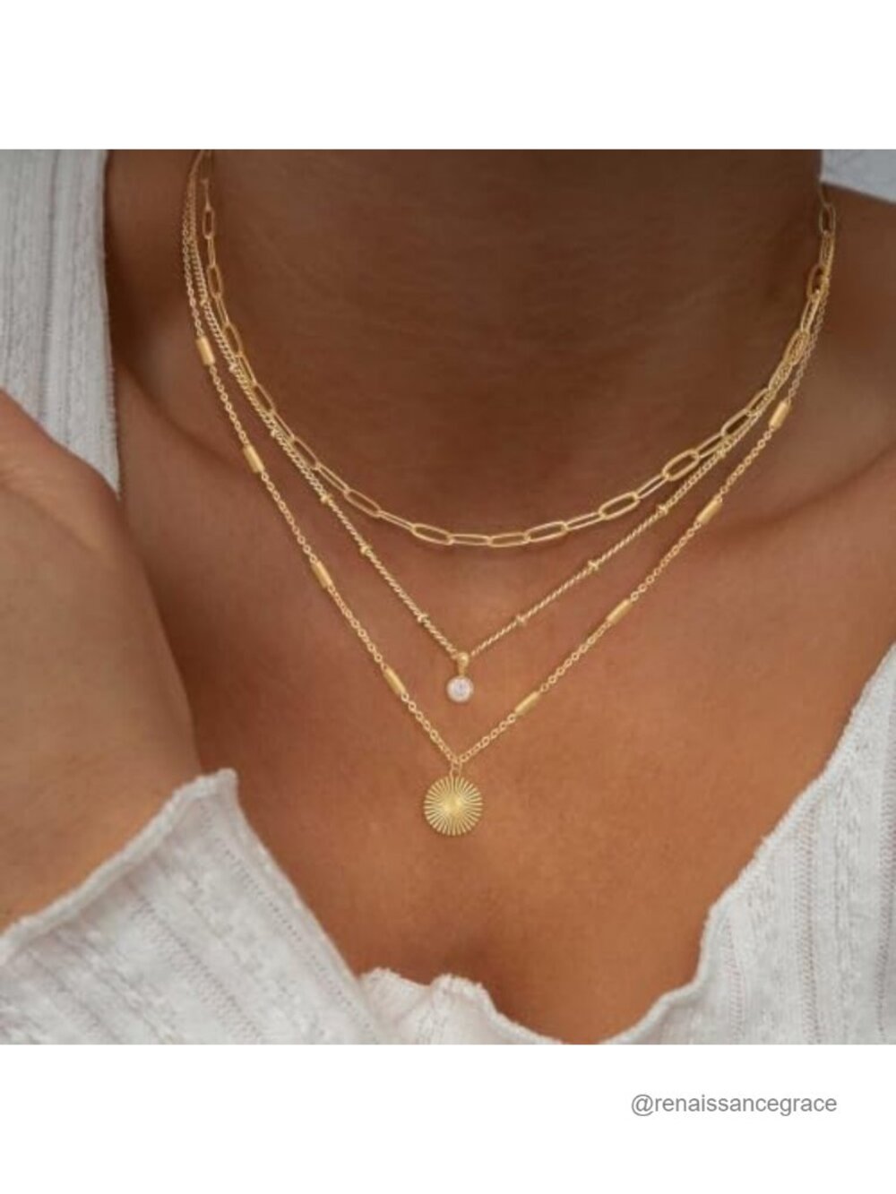 14K Gold Plated Layered Necklace Set for Women - Dainty Choker Stack Jewelry